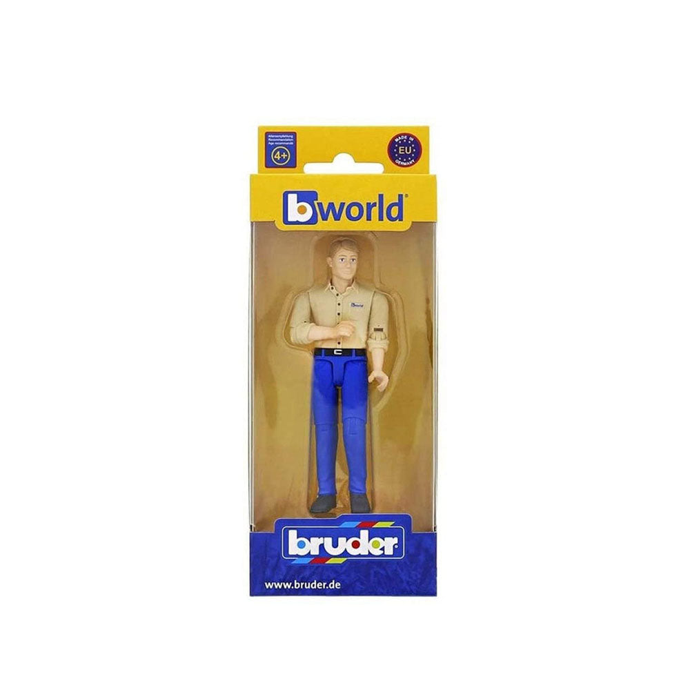 Bruder Licensed 1:16 Scale Figurine Bworld Man With Light Skin in Blue Jeans For Kids 4y+