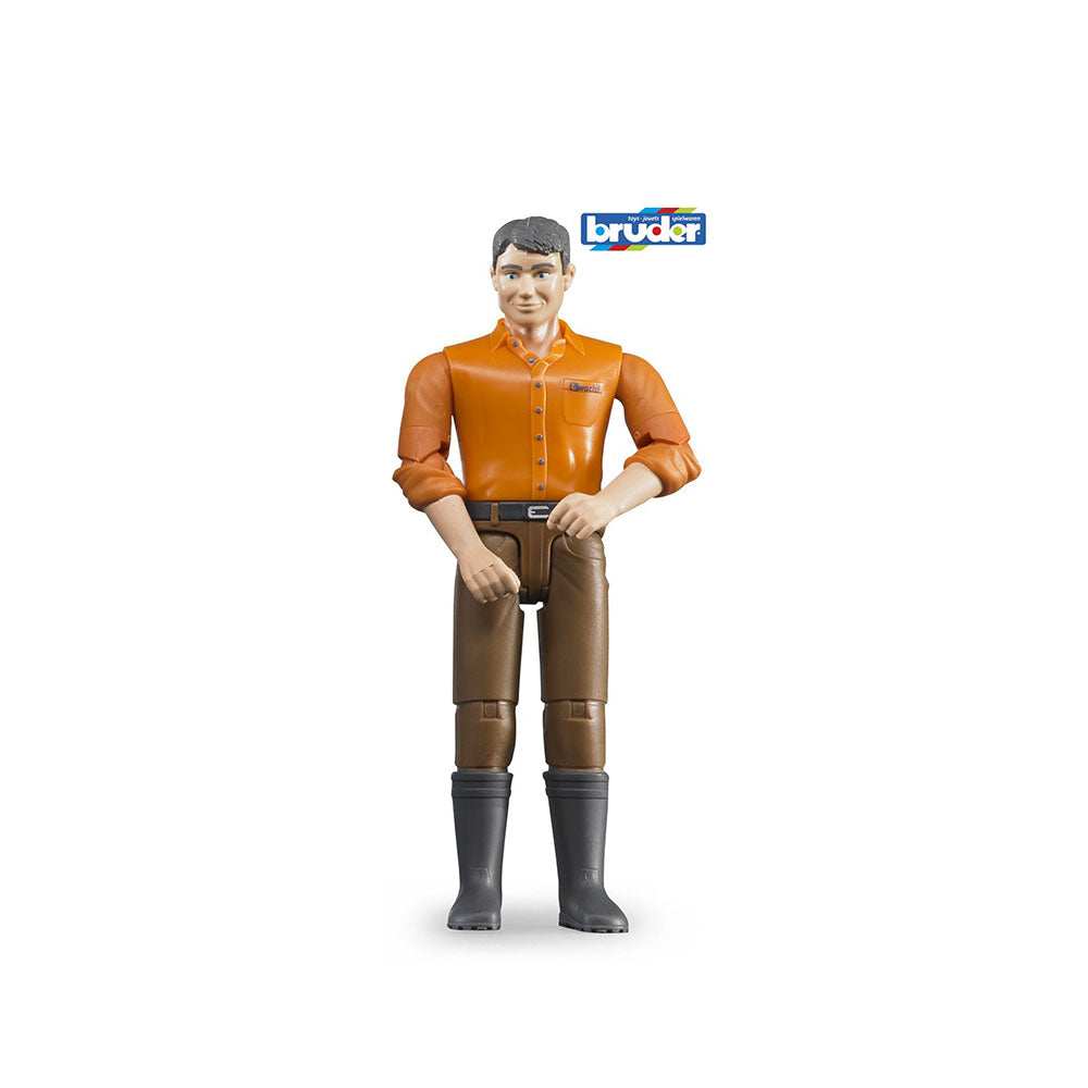 Bruder Licensed 1:16 Scale Figurine Bworld Man With Light Skin In Brown Jeans For Kids 4y+