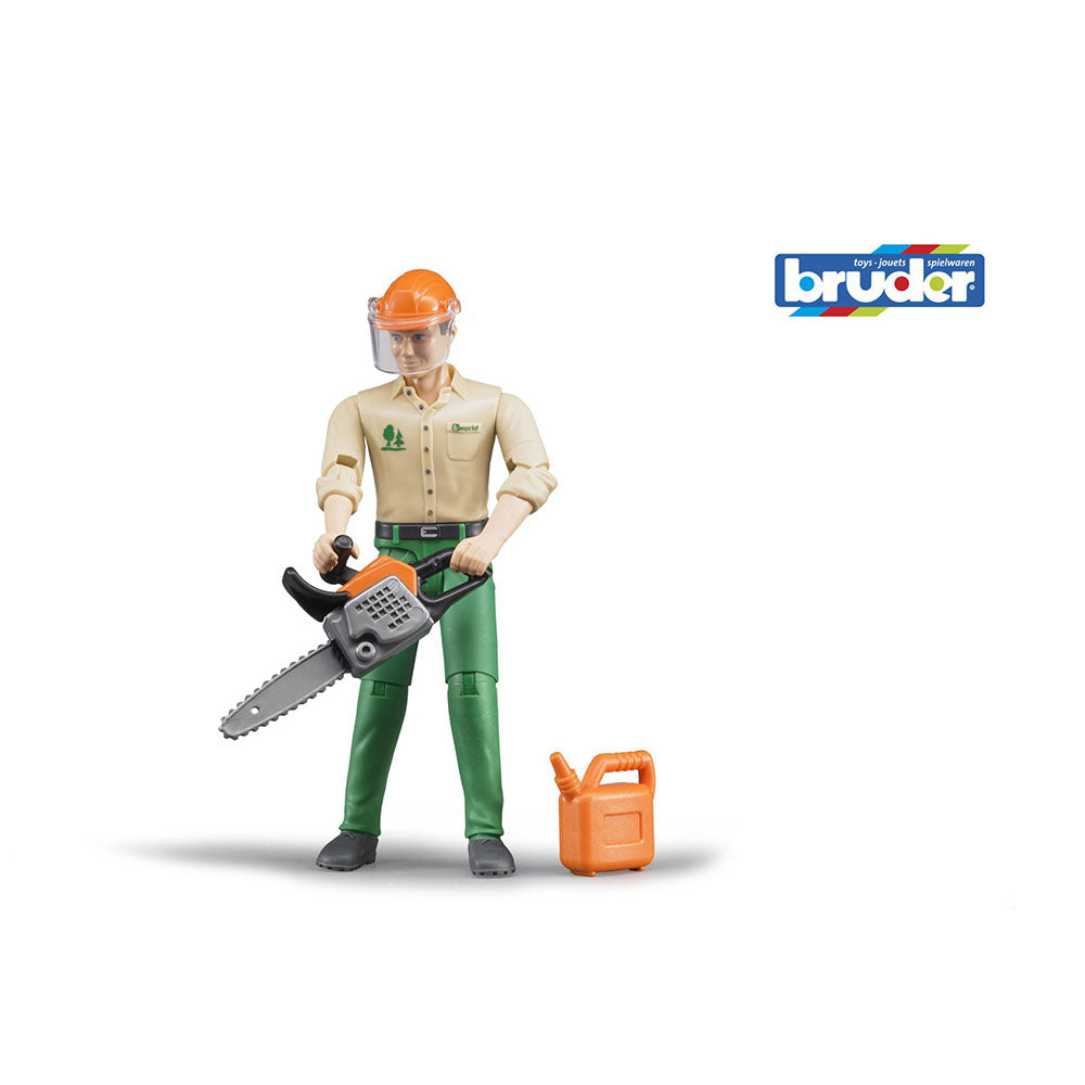 Bruder Licensed 1:16 Scale Figurine Bworld Forestry Worker With Accessories