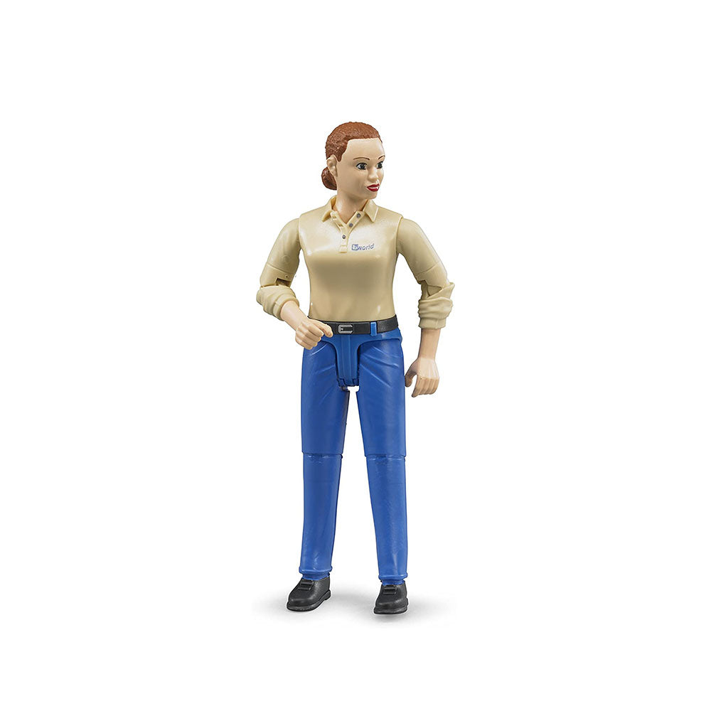 Bruder Licensed 1:16 Scale Bworld Woman With Light Skin Tone And Blue Trousers For Kids 4y +