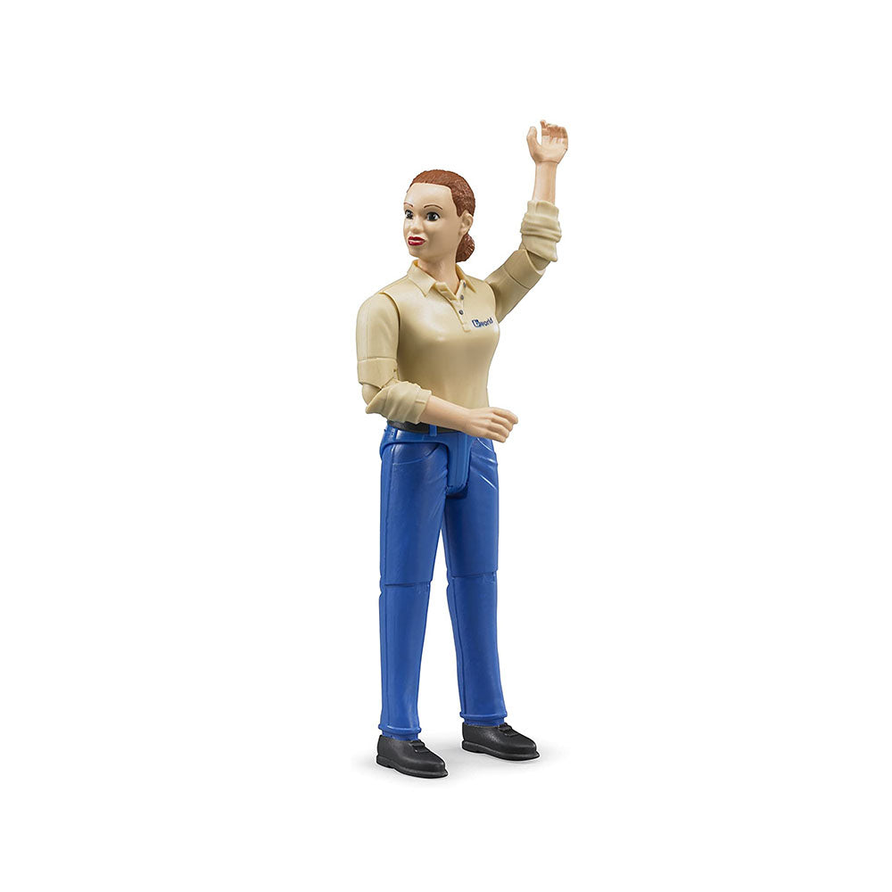 Bruder Licensed 1:16 Scale Bworld Woman With Light Skin Tone And Blue Trousers For Kids 4y +