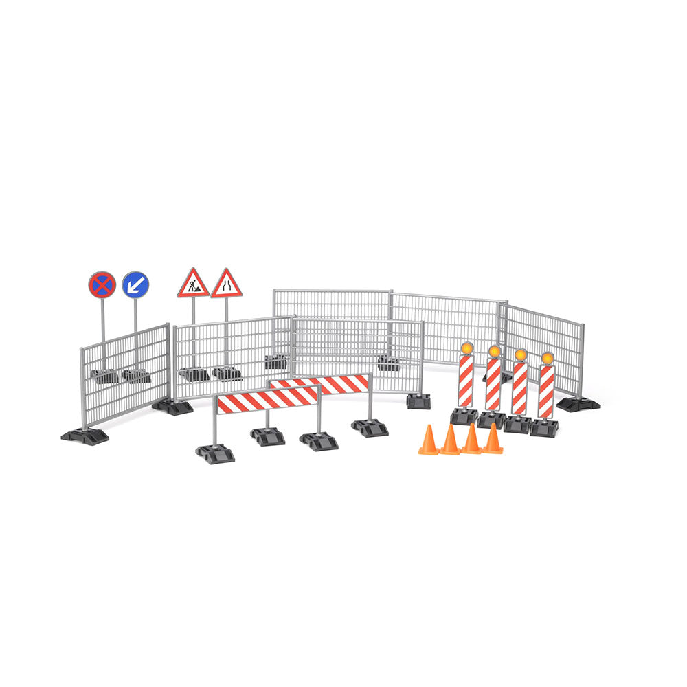Bruder Licensed 1:16 Scale Bworld Construction Accesorie Set Fencing & Hazard Signs