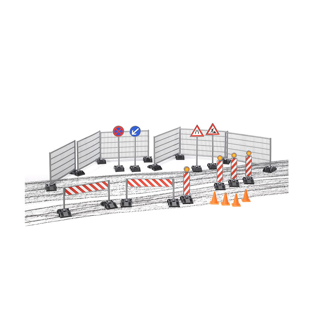 Bruder Licensed 1:16 Scale Bworld Construction Accesorie Set Fencing & Hazard Signs