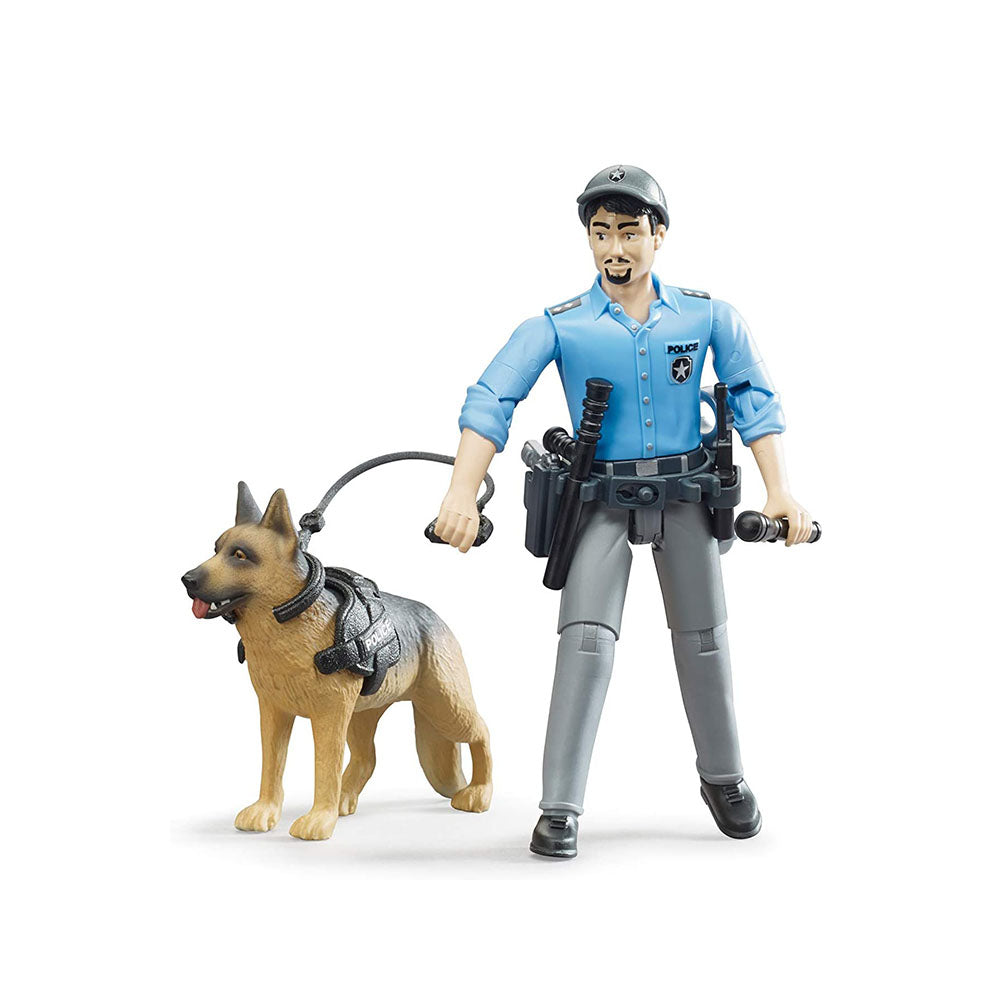 Bruder Licensed 1:16 Scale Model Bworld Police Officer With Dog Toy 62150