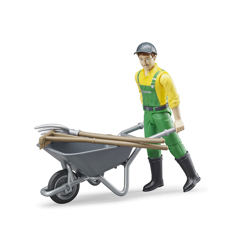 Bruder Bworld Figure Set With Barrow & Tools Farmer Vehicles Model Baby Toy