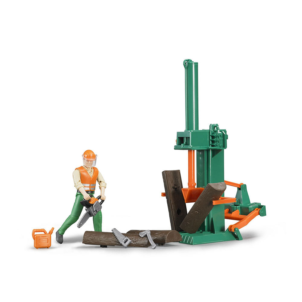 Bruder Bworld Forestry Figure Set With Log Splitter & Tools Children Kids Toy
