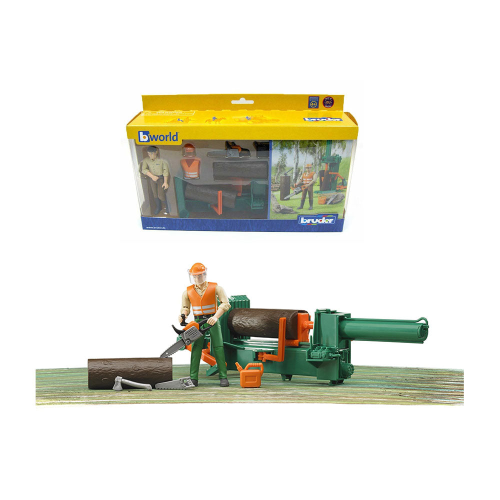 Bruder Bworld Forestry Figure Set With Log Splitter & Tools Children Kids Toy