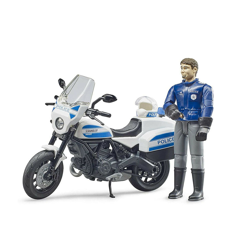 Bruder Licensed 1:16 Scale BWorld Scrambler Ducati Police Motorbike & Policeman 