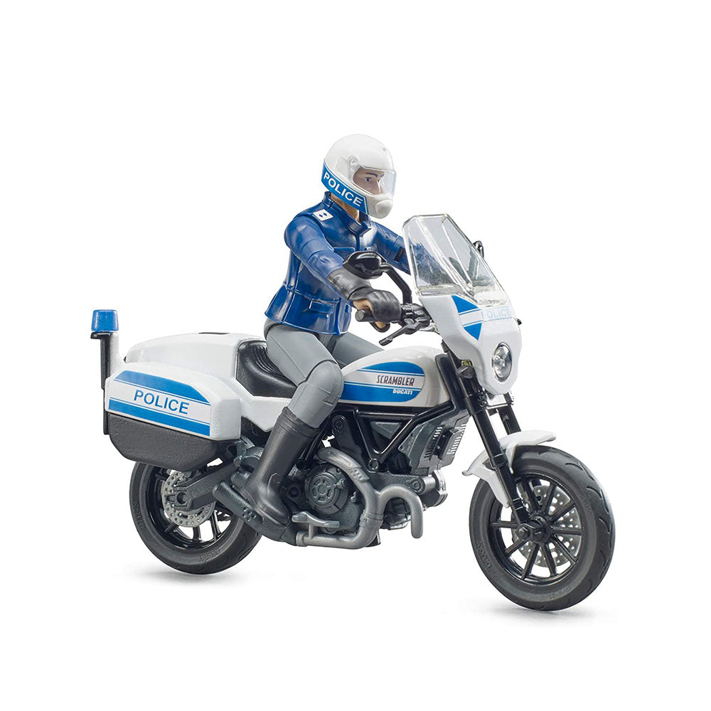 Bruder Licensed 1:16 Scale BWorld Scrambler Ducati Police Motorbike & Policeman 