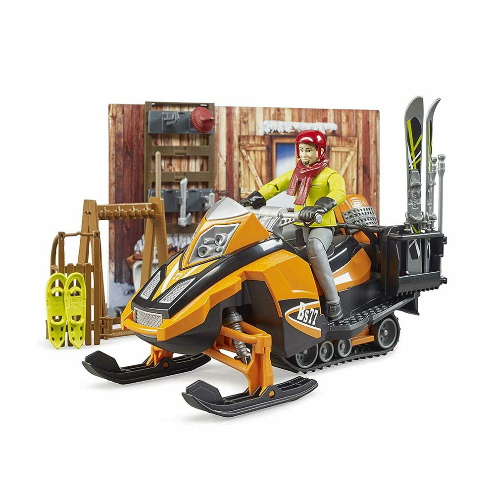 Bruder Licensed 1:16 Scale Mountain Hut With Snowmobil Model Set For Baby Kids 4y+