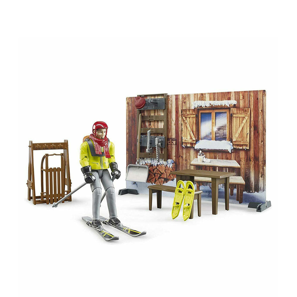 Bruder Licensed 1:16 Scale Mountain Hut With Snowmobil Model Set For Baby Kids 4y+