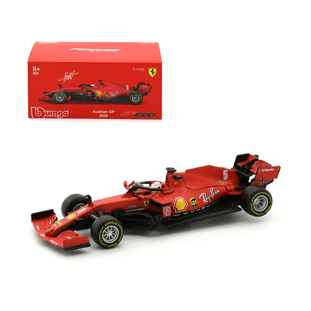 Bburago Licensed 1:43 Scale Ferrari SF1000 #5 Sebastian Vettel Austria GP 2020 With Figure