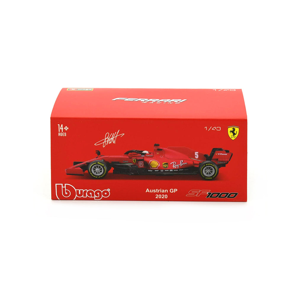 Bburago Licensed 1:43 Scale Ferrari SF1000 #5 Sebastian Vettel Austria GP 2020 With Figure