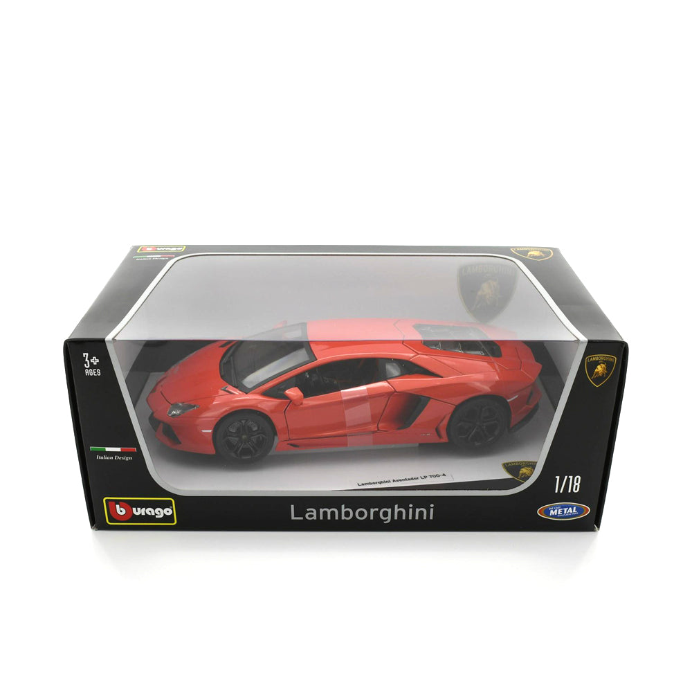 Bburago Licensed 1:18 Scale 2012 Lamborghini Aventador Coupe Diecast Model Car Met Orange