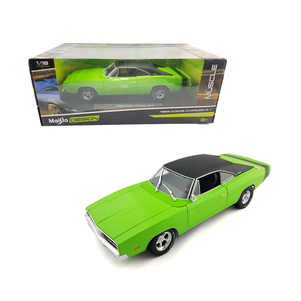 Maisto Licensed 1:18 Scale 1969 Dodge Charger R/T Diecast Model Car Green