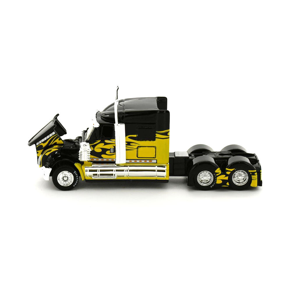 Maisto Licensed 1:64 Scale Design Custom Rigs International Lonestar Trucks Black Yellow Flames