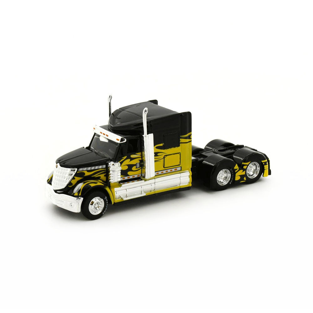 Maisto Licensed 1:64 Scale Design Custom Rigs International Lonestar Trucks Black Yellow Flames