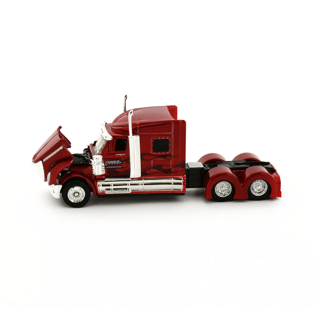 Maisto Licensed 1:64 Scale Design Custom Rigs International Lonestar Trucks Red Black Flames
