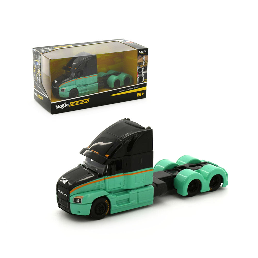 Maisto Licensed 1:64 Scale Design Custom Rigs Mack Anthem Trucks Black Green