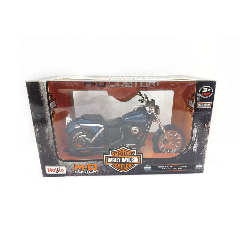 Maisto Licensed 1:12 Scale Harley Davidson 2004 Dyna Super Glide Sport Model Bike Blue