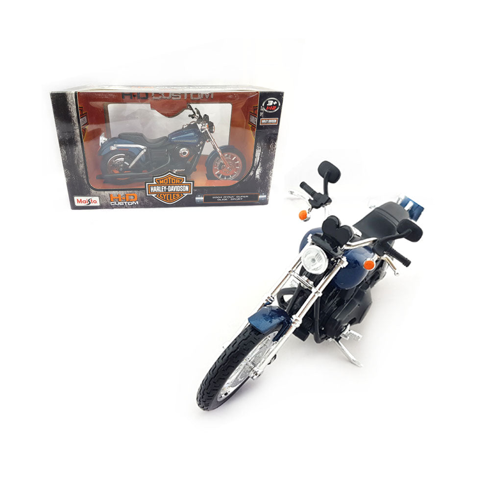 Maisto Licensed 1:12 Scale Harley Davidson 2004 Dyna Super Glide Sport Model Bike Blue