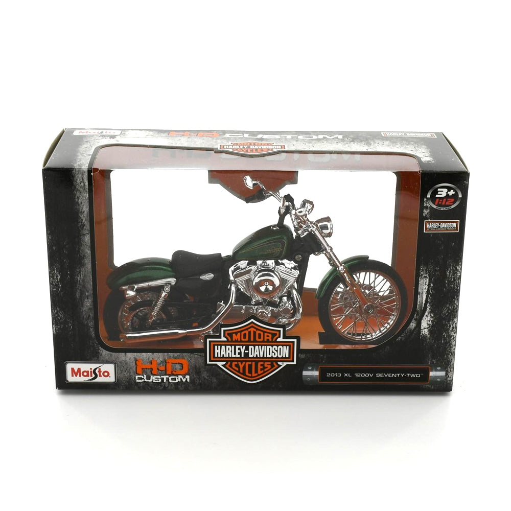 Maisto Licensed 1:12 Scale Motorcycle Harley Davidson 2013 XL 1200V Seventy-Two Model Toy Green