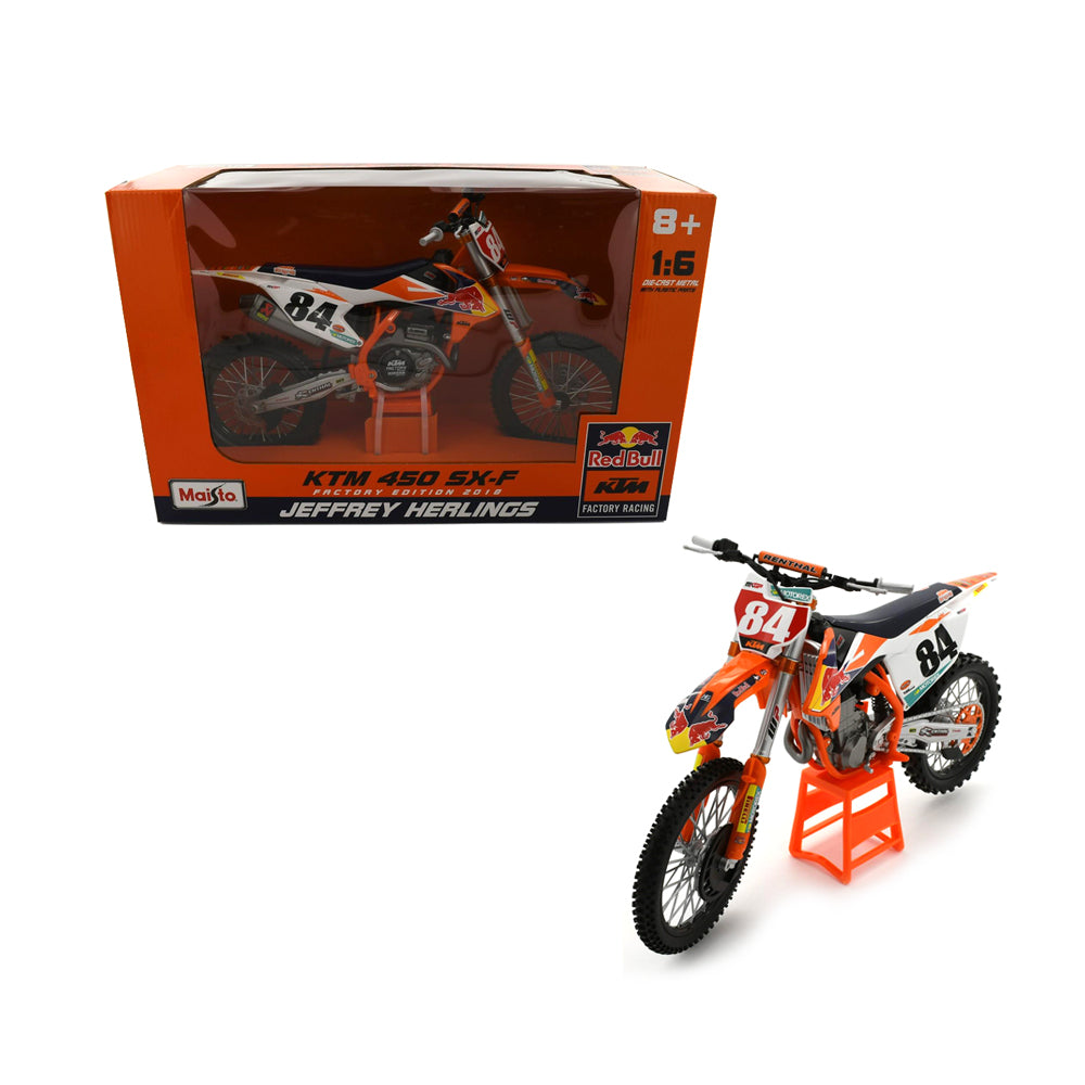 Maisto Licensed 1:6 Scale Red Bull 2018 KTM 450 SX-F Factory #84 J Herling Diecast Model