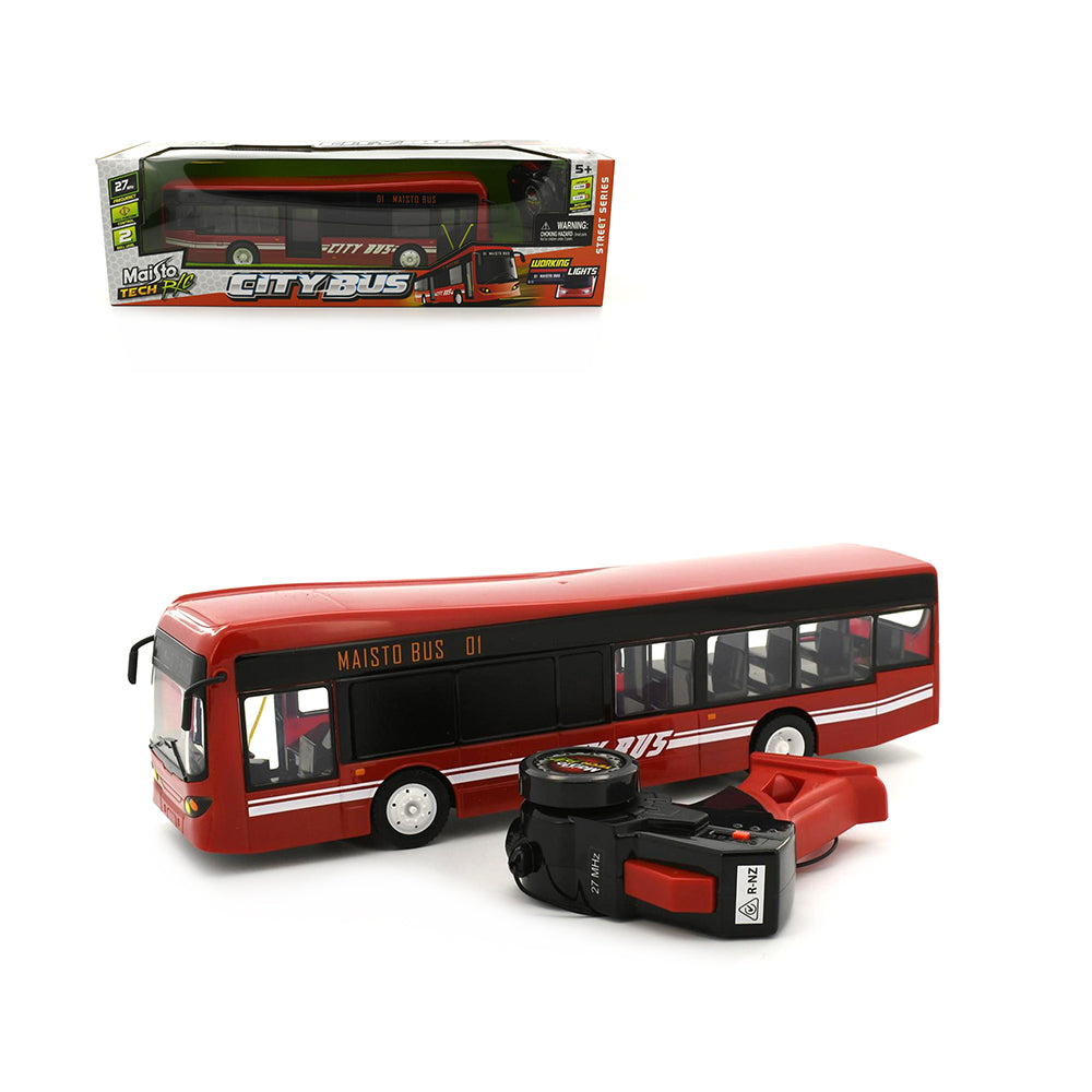 Maisto Tech Licensed 33cm Long City Bus With Auto Doors & Lights Remote Control Car Red