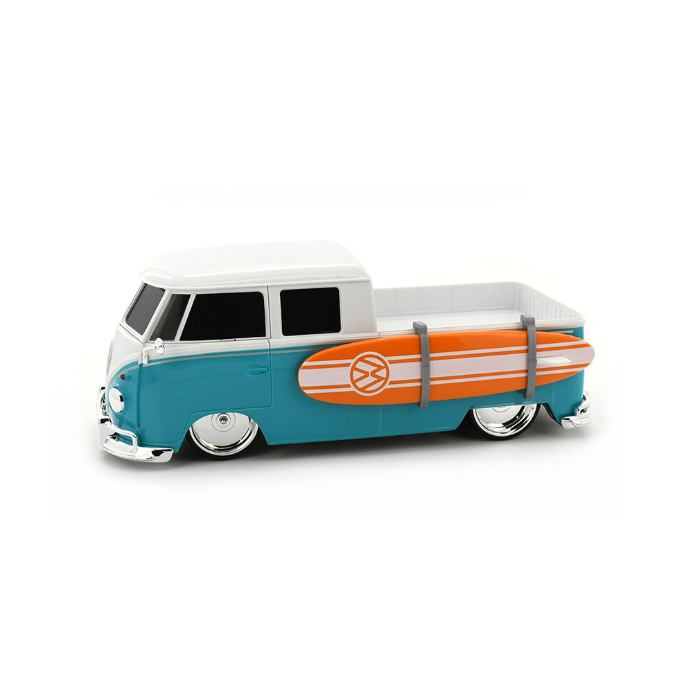 Maisto Tech Licensed 1:16 Scale 27Mhz Volkwagen Type 2 With Surf Board Remote Control Car Blue