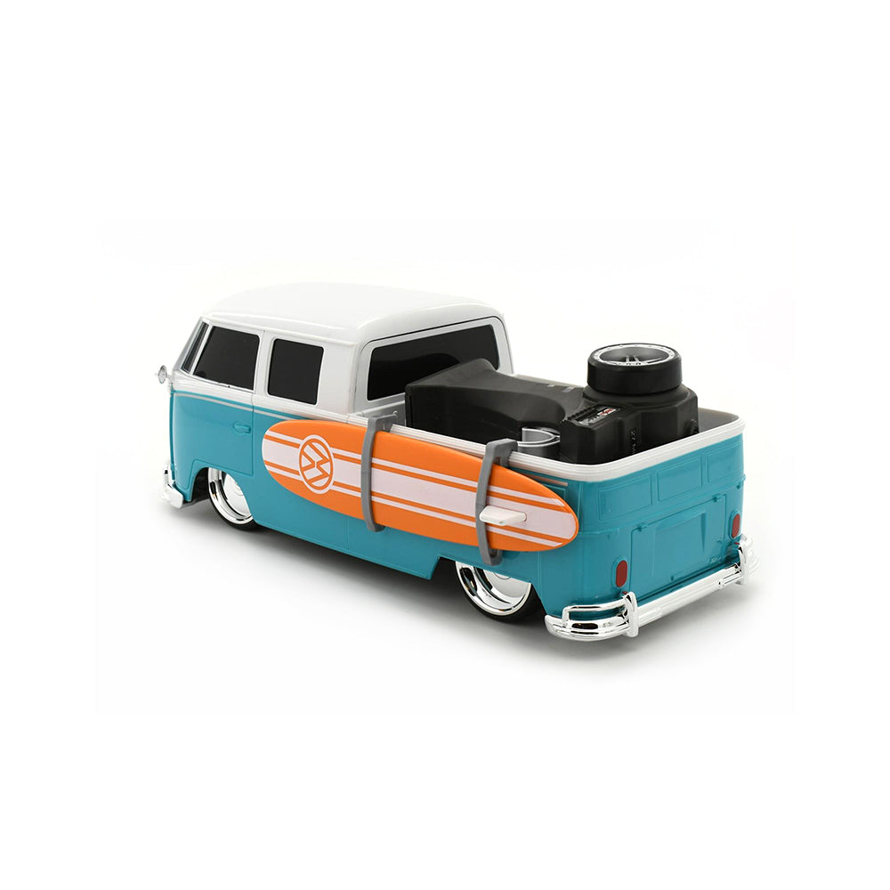 Maisto Tech Licensed 1:16 Scale 27Mhz Volkwagen Type 2 With Surf Board Remote Control Car Blue