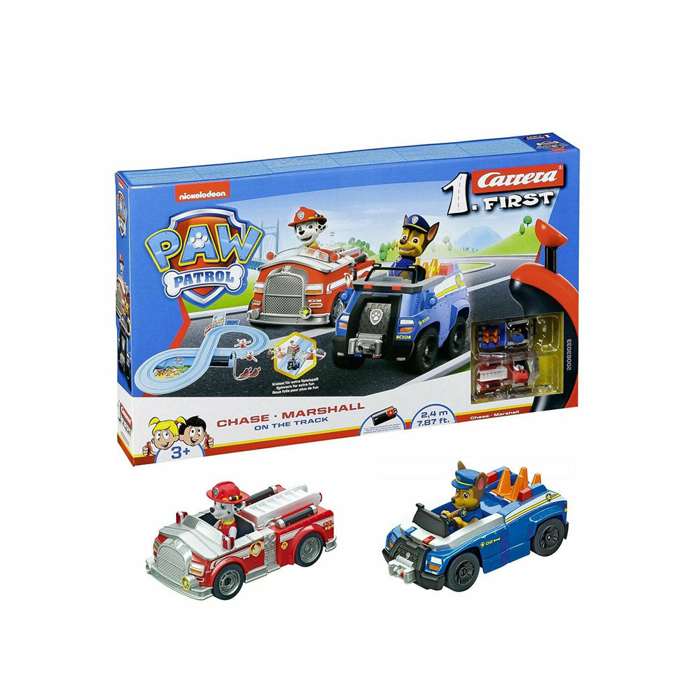 Carrera Licensed 1:50 Scale First Paw Patrol Chase & Marshall On The Track Race Car Set