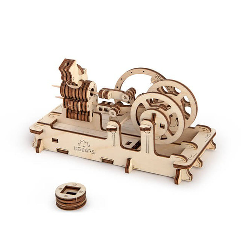 Made in Ukraine UGears Pneumatic Engine Mechanical Wooden 3D Model Kit No Glue