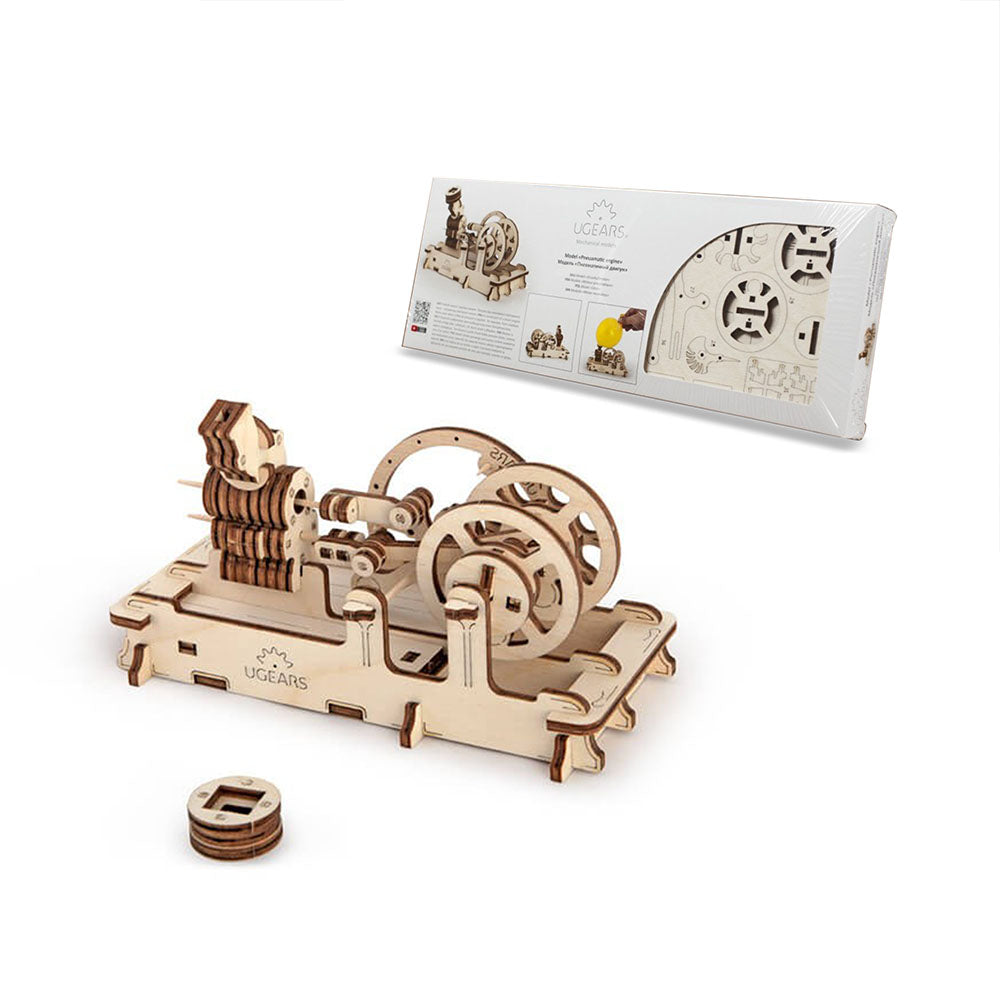 Made in Ukraine UGears Pneumatic Engine Mechanical Wooden 3D Model Kit No Glue