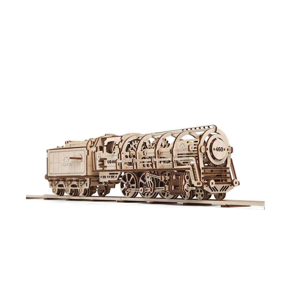 Ukraine Made UGears Self Propelled Wooden Puzzle Locomotive W/ Tender Mechanical