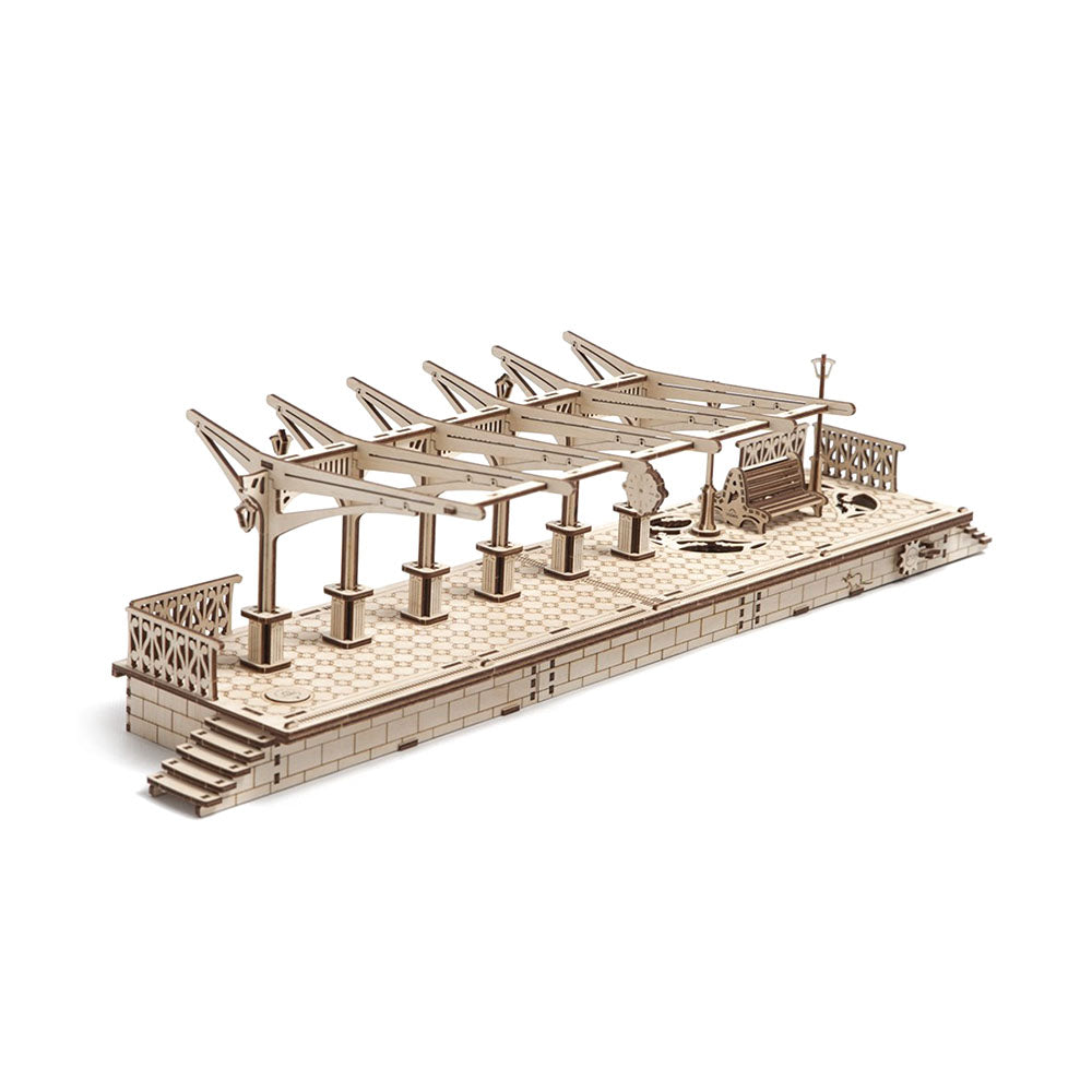 Made in Ukraine UGears Plywood Railway Platform Collectible Mechanical Model Kit