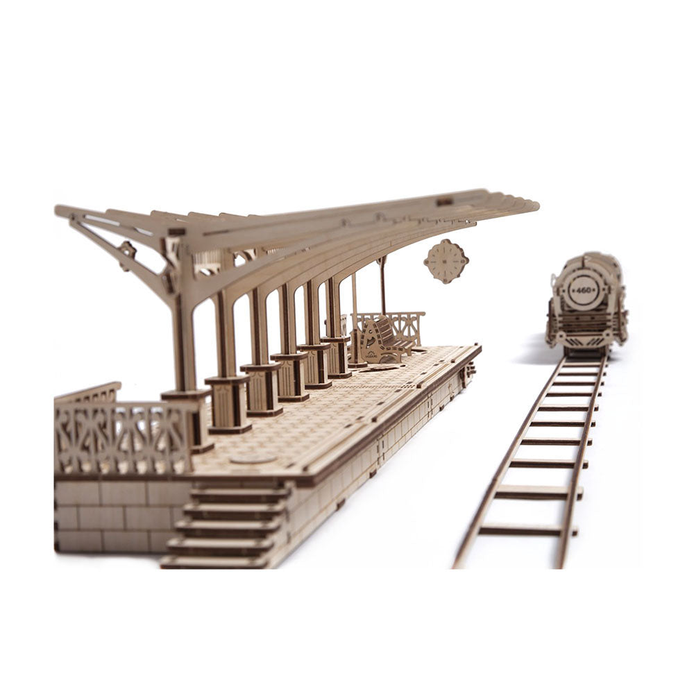 Made in Ukraine UGears Plywood Railway Platform Collectible Mechanical Model Kit