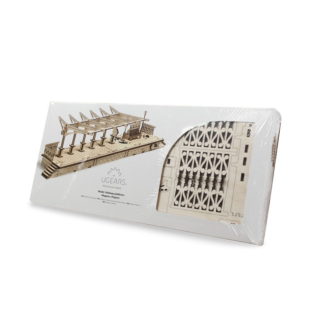Made in Ukraine UGears Plywood Railway Platform Collectible Mechanical Model Kit