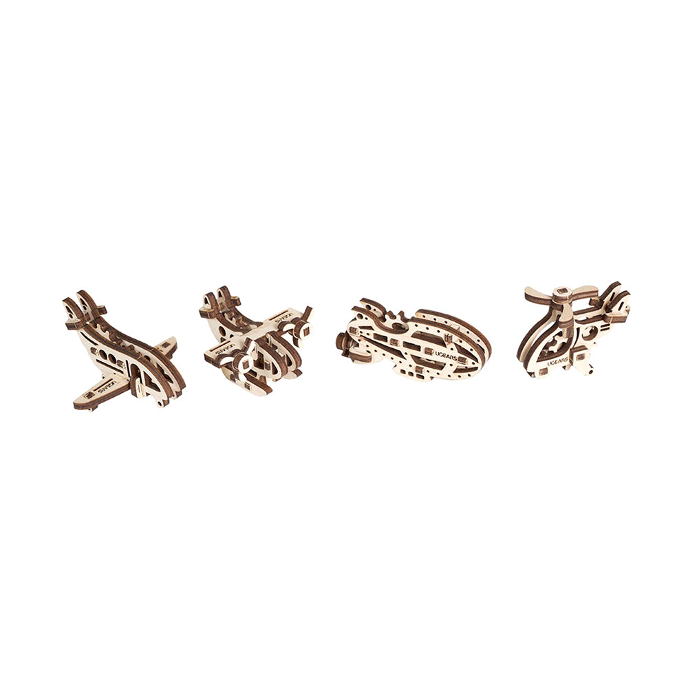 Ukraine Made UGears Fidgets Aircrafts Set Includes Helicopter Hydroplane Dirigible & Airplane