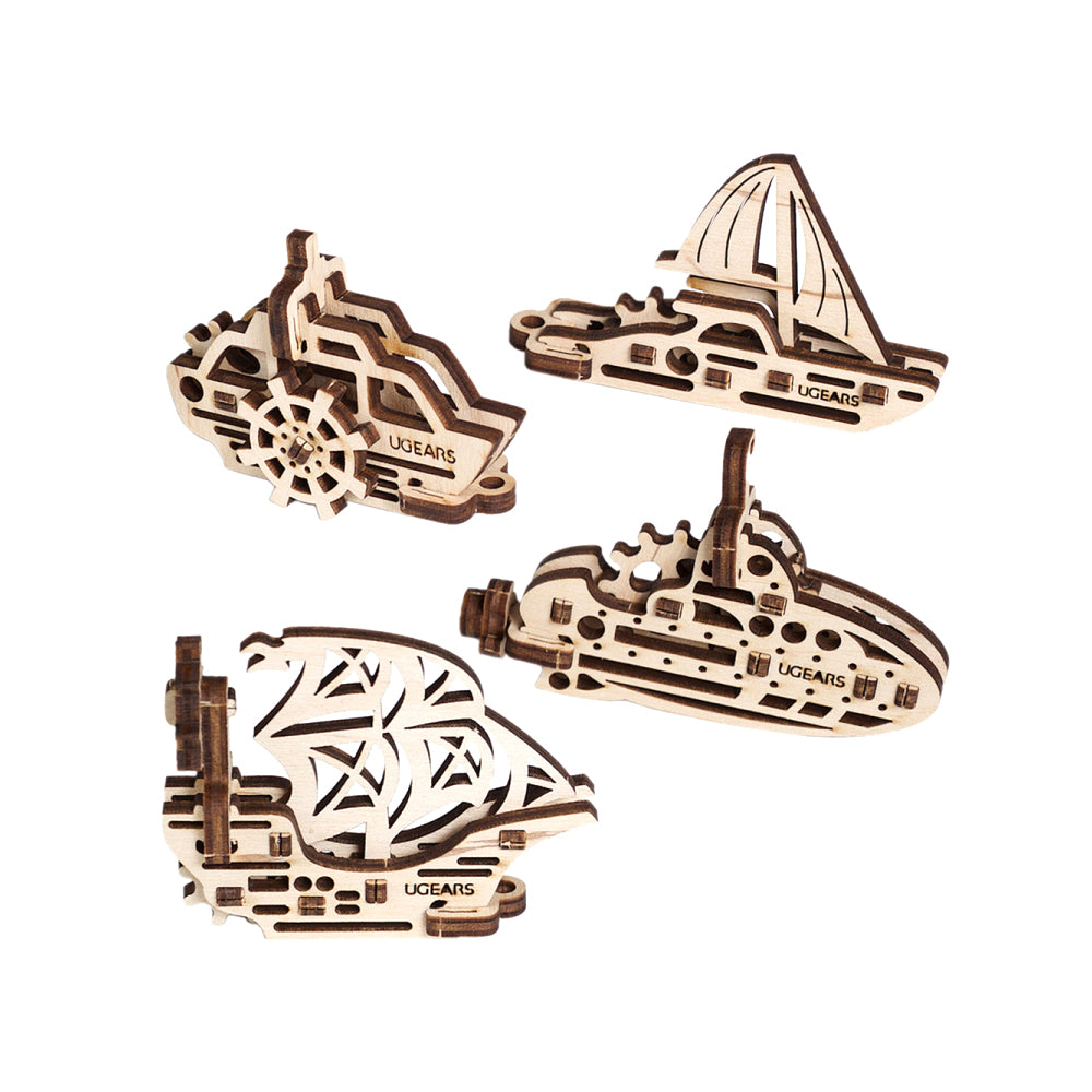 Made in Ukraine UGears Fidgets Ships Set Each Model Has An Eyelet For Hanging