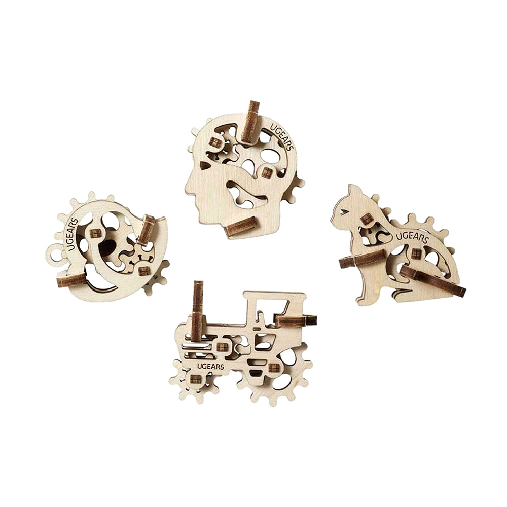 Ukraine Made UGears Fidgets Tribics 4 Miniature Models In Each Set Wooden Puzzle