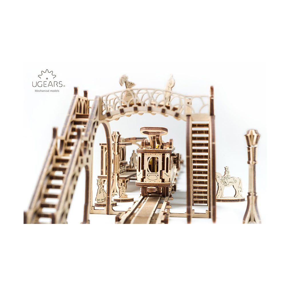 Made in Ukraine UGears Wooden 3D Puzzle Tram Line From Mechanical Town Serie Kit