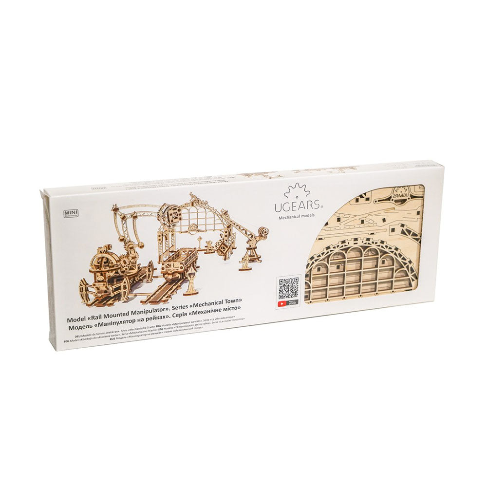 Ukraine Made UGears Wooden Self Propelled 3D Puzzle Rail Mounted Manipulator Kit