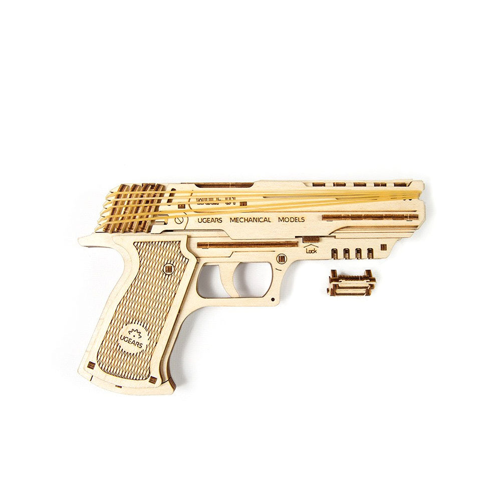 Made in Ukraine UGears Wolf 01 Handgun Mechanical 3D Puzzle DIY Model Kit