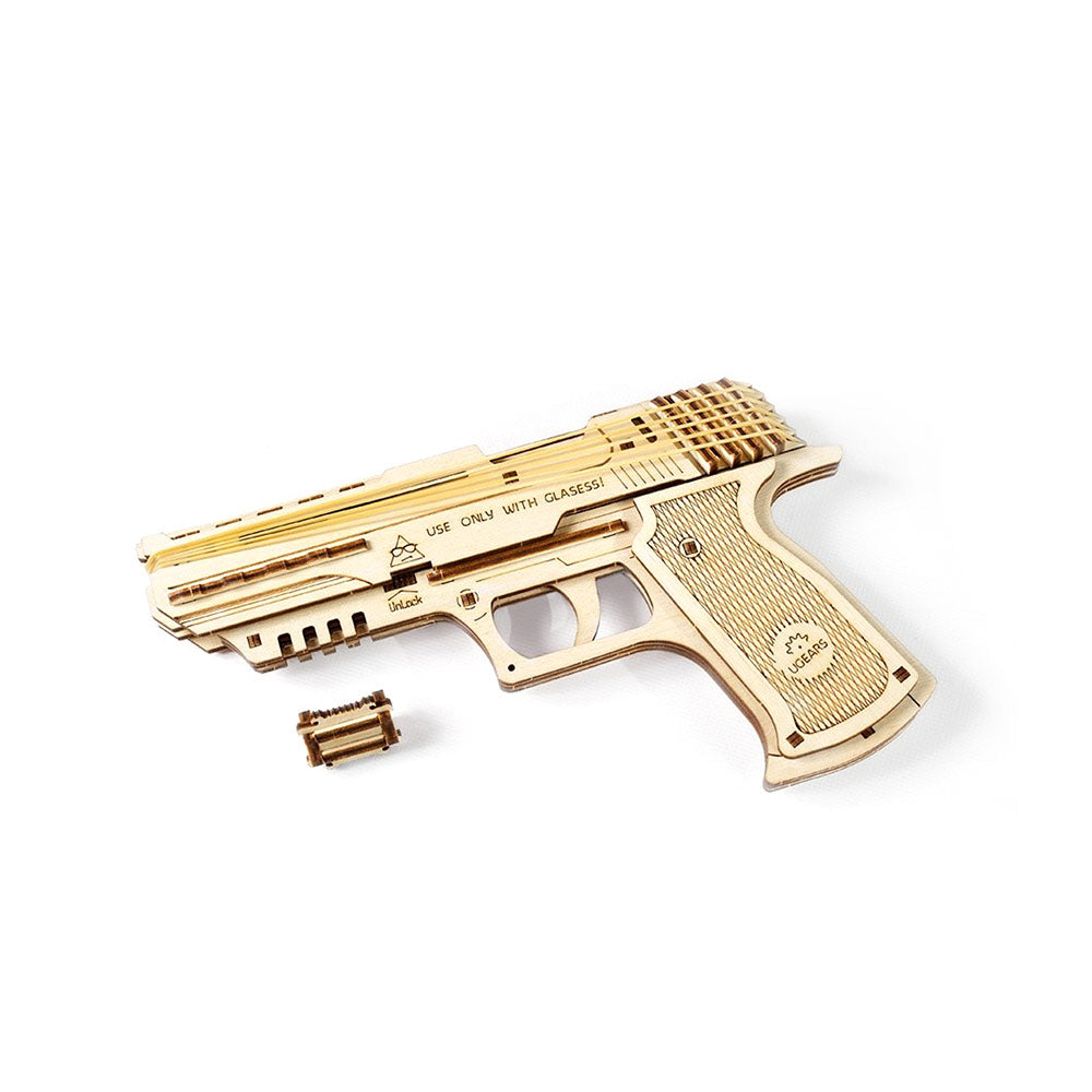 Made in Ukraine UGears Wolf 01 Handgun Mechanical 3D Puzzle DIY Model Kit