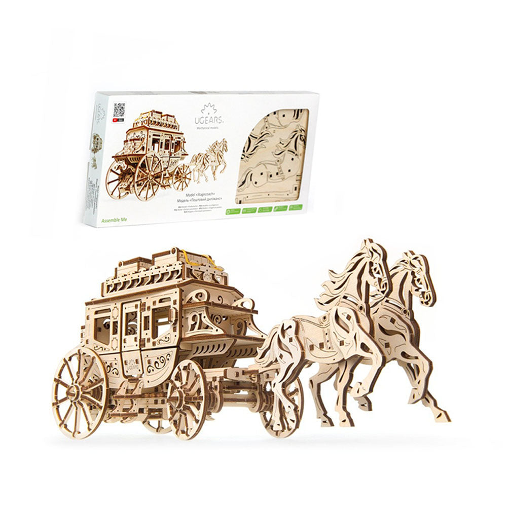 Made in Ukraine UGears Stagecoach 3D Puzzle Mechanical Wooden Model Kit