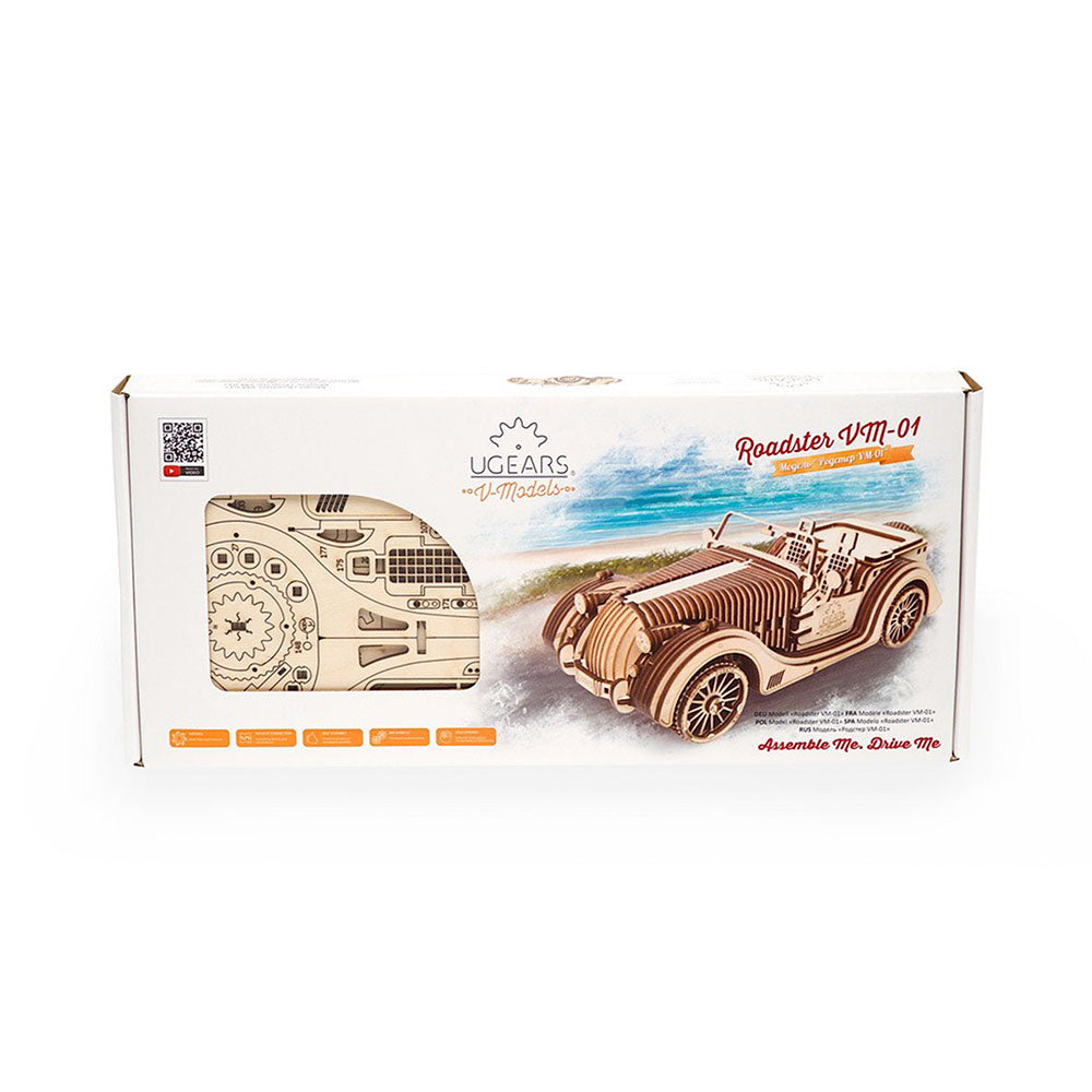 Made in Ukraine UGears Roadster VM-01 3D Wooden Puzzle Mechanical Model Kit