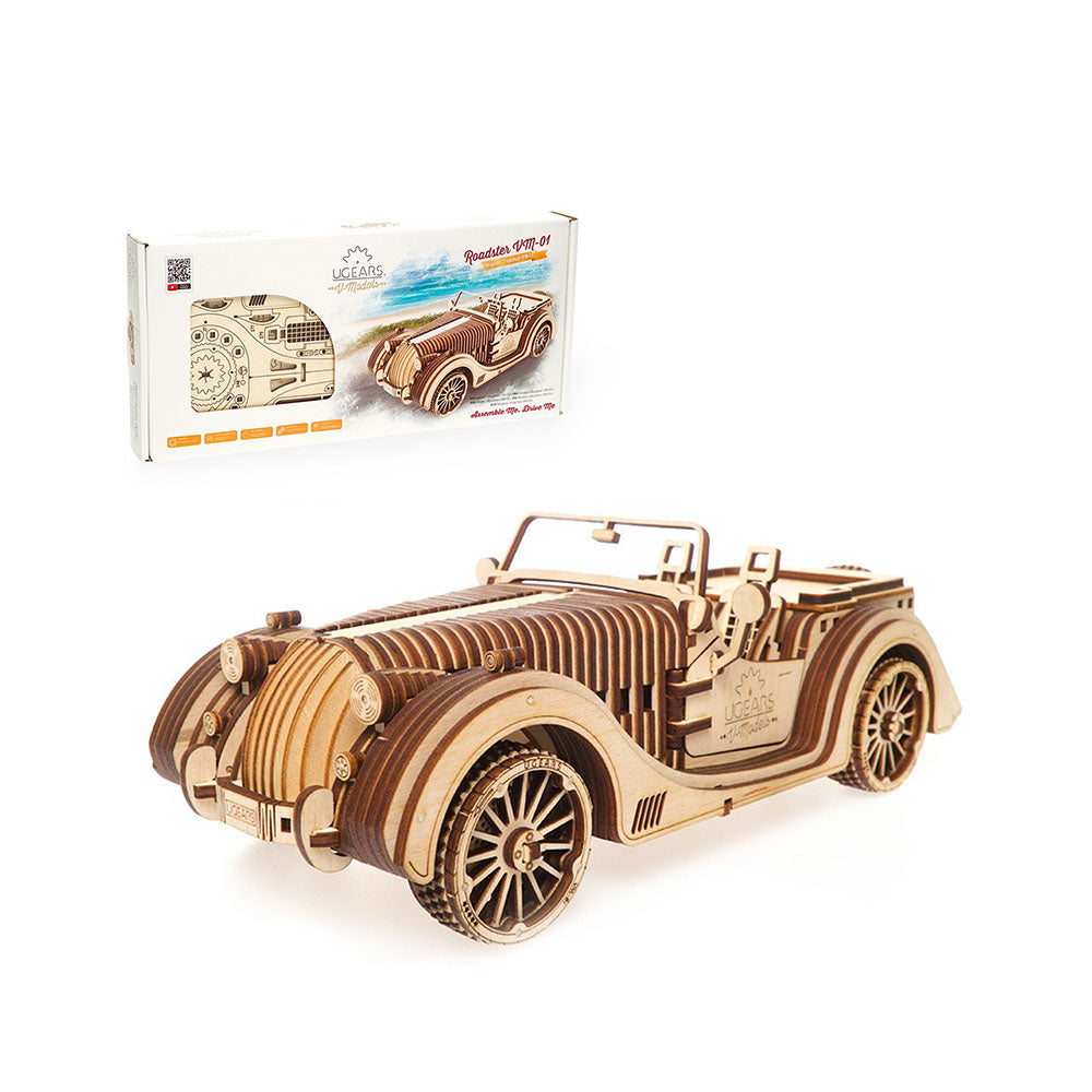 Made in Ukraine UGears Roadster VM-01 3D Wooden Puzzle Mechanical Model Kit