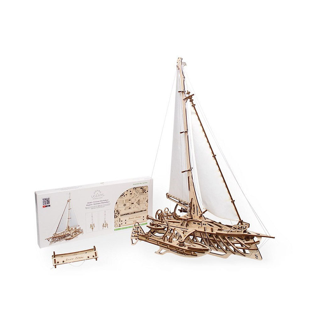 Made in Ukraine UGears Trimaran Merihobus Yacht Wooden Mechanical Model DIY