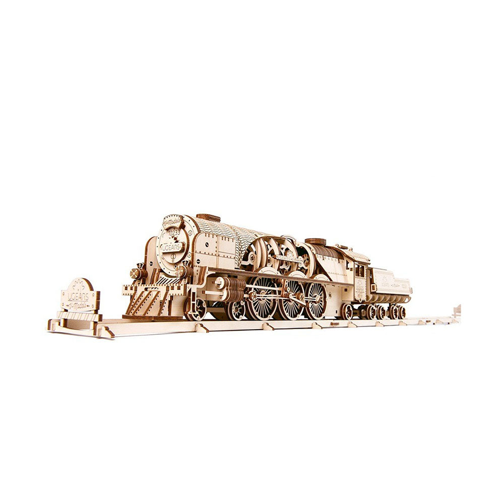 Made in Ukraine UGears Wooden Puzzle V-Express Steam Train With Tender Model Kit
