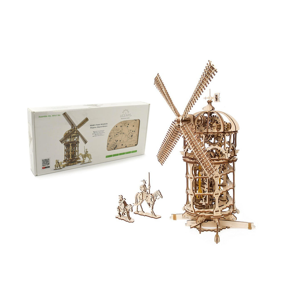 Made in Ukraine UGears Tower Windmill Wooden Mechanical 3D Puzzle DIY Kit